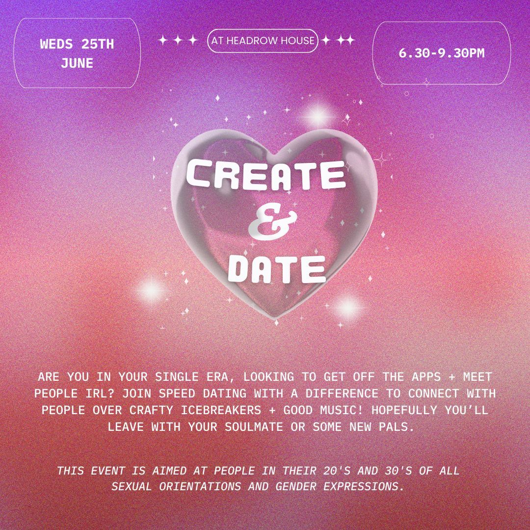 SINGLETONS 📣 Create and Date is back at Headrow House for an extra special event celebrating their first birthday! Come down to create, date and hopefully fall deeply in love x 

buff.ly/0Cid4vA