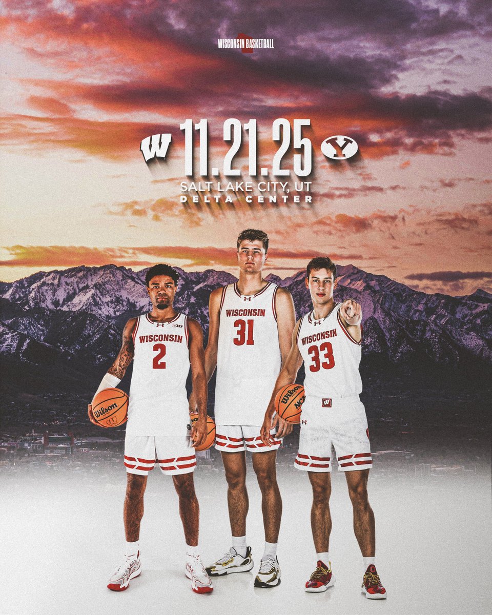 Wisconsin Basketball (@badgermbb) on Twitter photo Taking on BYU in SLC
The #Badgers will face the Cougars in a rematch of the NCAA Round of 32 game on Friday, Nov. 21 at the <a href="/deltacenter/">Delta Center</a>
📝 go.wisc.edu/byuinslc
<a href="/CS_MGMT/">Complete Sports Management</a> || #OnWisconsin Taking on BYU in SLC
The #Badgers will face the Cougars in a rematch of the NCAA Round of 32 game on Friday, Nov. 21 at the <a href="/deltacenter/">Delta Center</a>
📝 go.wisc.edu/byuinslc
<a href="/CS_MGMT/">Complete Sports Management</a> || #OnWisconsin