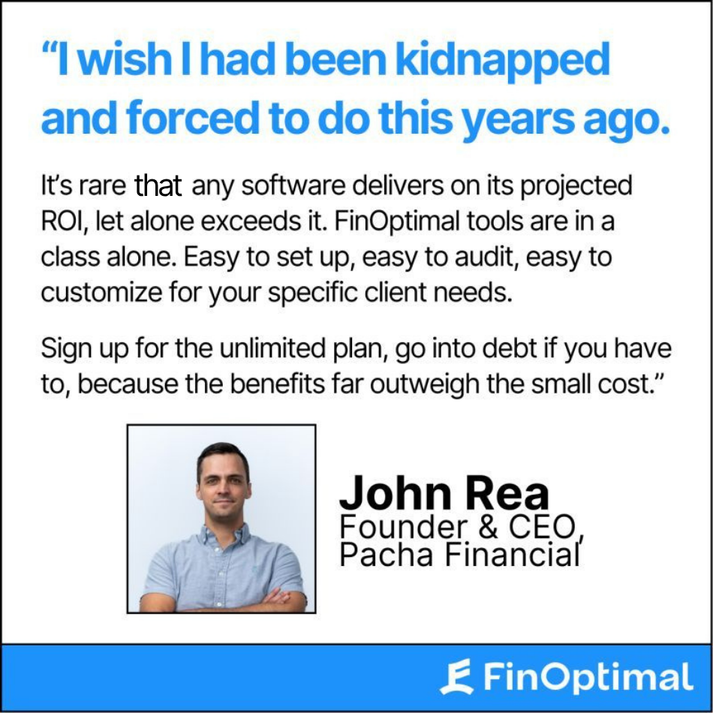 FinOptimal's tweet photo. feeling confident there's no other app with testimonials that include “kidnapped” and “go into debt.”

thanks for the love, John! https://t.co/RUuqWH3Pkf