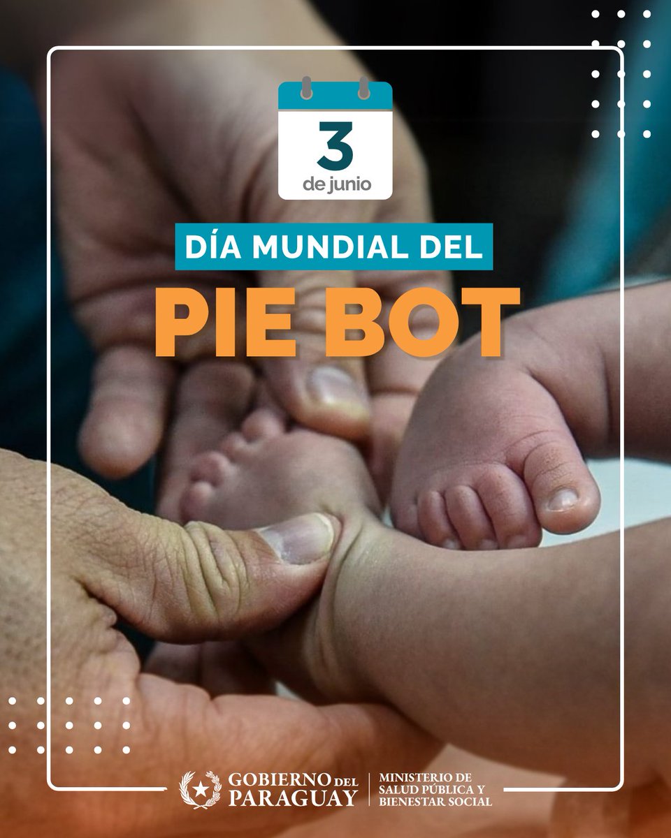 msaludpy's tweet photo. Más de 200 niños reciben tratamiento por pie bot cada año en hospitales públicos del país
🔹 Cada 3 de junio se recuerda el Día Mundial del #PieBot, una fecha que visibiliza esta condición que afecta la posición de uno o ambos pies que aparecen torcidos hacia adentro y abajo. https://t.co/akYHY83ToB