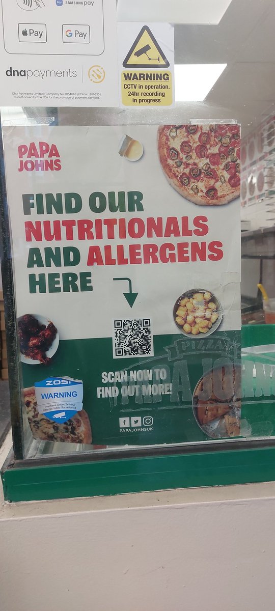 ProctorAndy's tweet photo. @PapaJohns QR code on Alergy advice is failing at Ipswich Waterfront outlet. https://t.co/5riayOsban