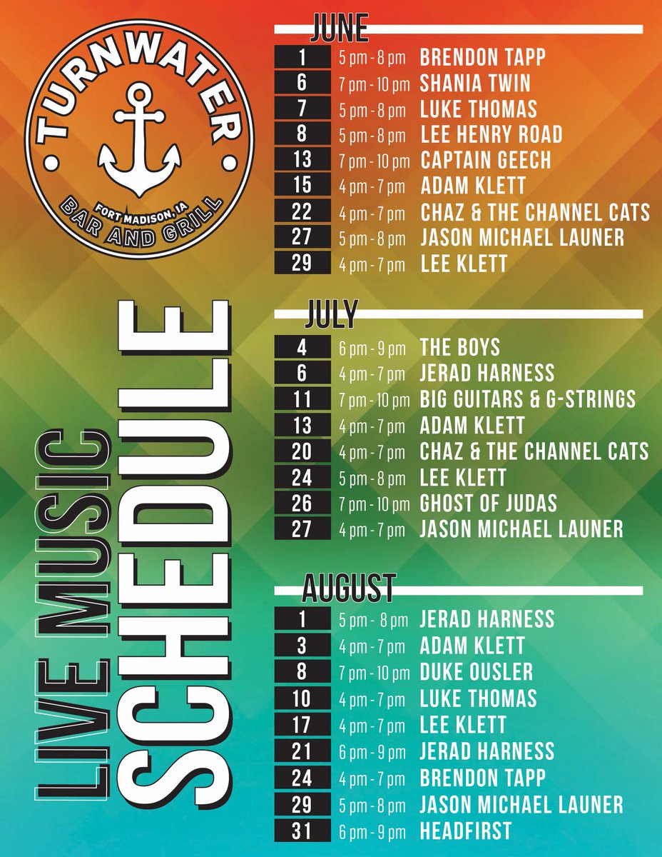 What's better than Summer Sounds at Turnwater Bar and Grill? ABSOLUTELY NOTHING! Check out all the live music they've got in store for you! loom.ly/x2A11M8 . #LiveMusic #TurnwaterBarAndGrill