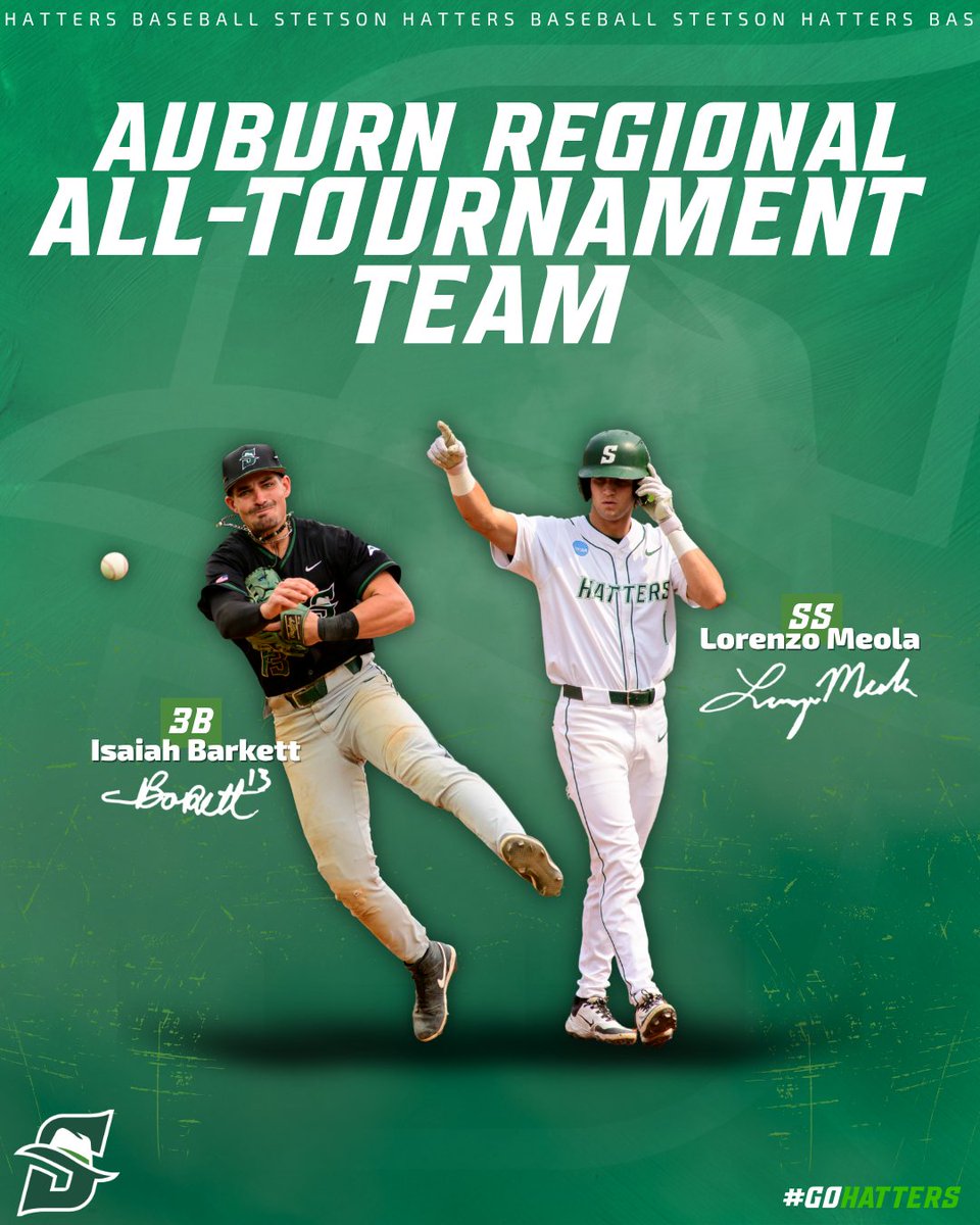 Stetson Baseball (@stetsonbaseball) on Twitter photo ๐๐๐ฏ๐๐ฟ๐ป ๐ฅ๐ฒ๐ด๐ถ๐ผ๐ป๐ฎ๐น ๐๐น๐น-๐ง๐ผ๐๐ฟ๐ป๐ฎ๐บ๐ฒ๐ป๐ ๐ง๐ฒ๐ฎ๐บ ๐
3B: Isaiah Barkett
SS: Lorenzo Meola
#GoHatters | <a href="/StetsonHatters/">Stetson Hatters</a> ๐๐๐ฏ๐๐ฟ๐ป ๐ฅ๐ฒ๐ด๐ถ๐ผ๐ป๐ฎ๐น ๐๐น๐น-๐ง๐ผ๐๐ฟ๐ป๐ฎ๐บ๐ฒ๐ป๐ ๐ง๐ฒ๐ฎ๐บ ๐
3B: Isaiah Barkett
SS: Lorenzo Meola
#GoHatters | <a href="/StetsonHatters/">Stetson Hatters</a>
