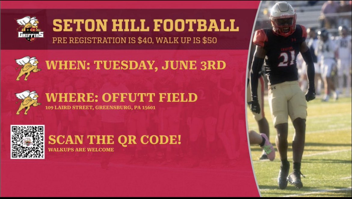 Jackson Barton (@footballbarton) on Twitter photo PROSPECT CAMP TODAY ALL WALK-UPS WELCOME 🏈
setonhillfootballcamps.totalcamps.com/shop/EVENT PROSPECT CAMP TODAY ALL WALK-UPS WELCOME 🏈
setonhillfootballcamps.totalcamps.com/shop/EVENT