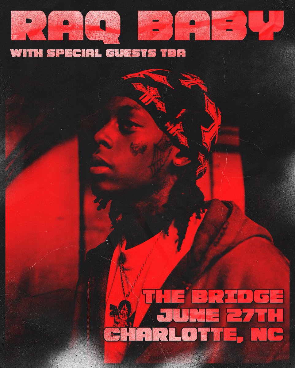 Charlotte NC I’m otw June 27 🫗🫗🫗 need everyone to pop aht 🛶 let’s go 3/3 sold out shows prec8 all yall on bro 💕🫗🫗

flite.city/e/raqbaby-live…