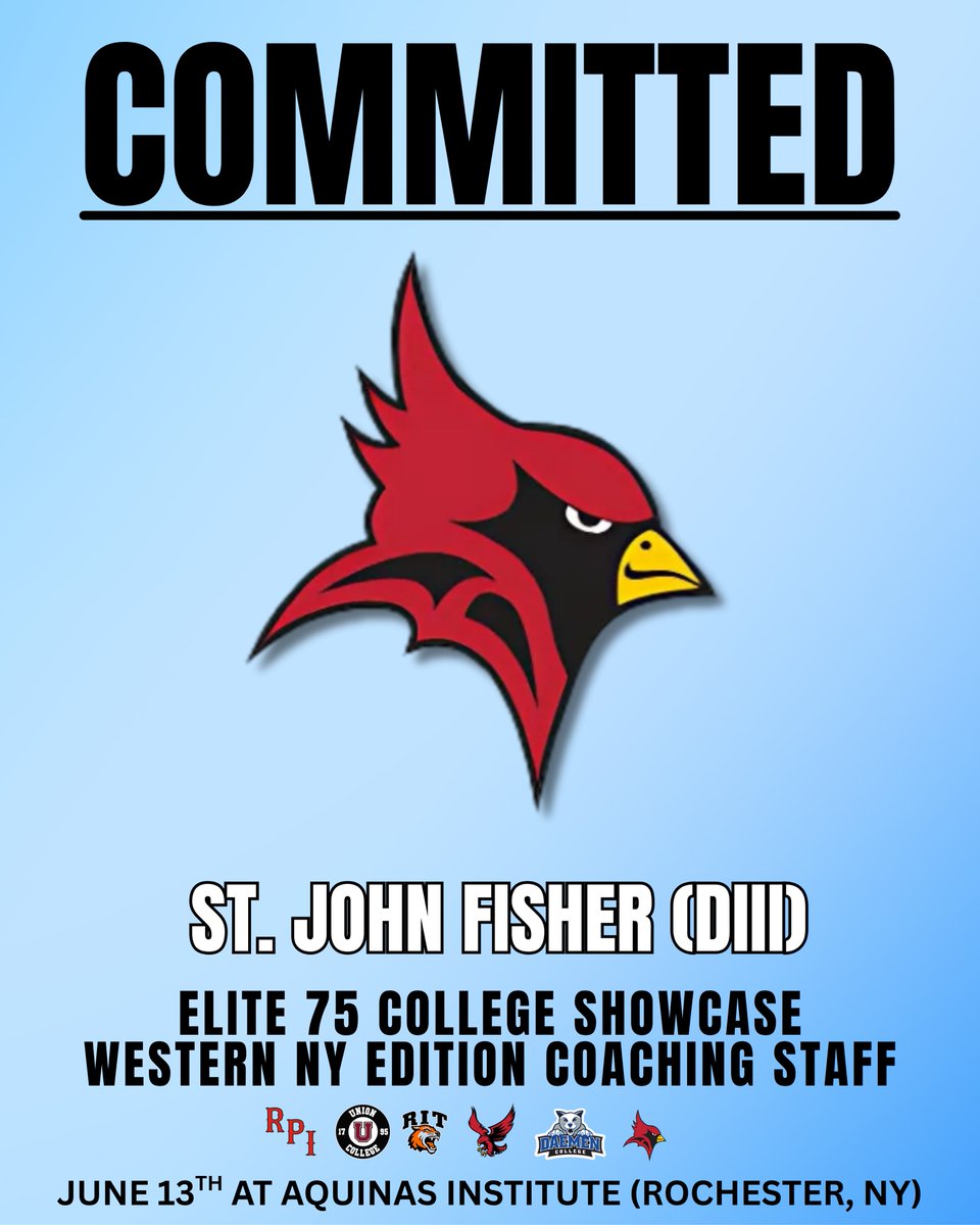 St. John Fisher is locked in for the Western New York edition of the #E75 College Showcase next Friday!

The Cardinals join RIT, RPI, Daemen, Roberts Wesleyan, and Union on the coaching staff next week!

REGISTER: newenglandrecruitingreport.com/events/elite-7…