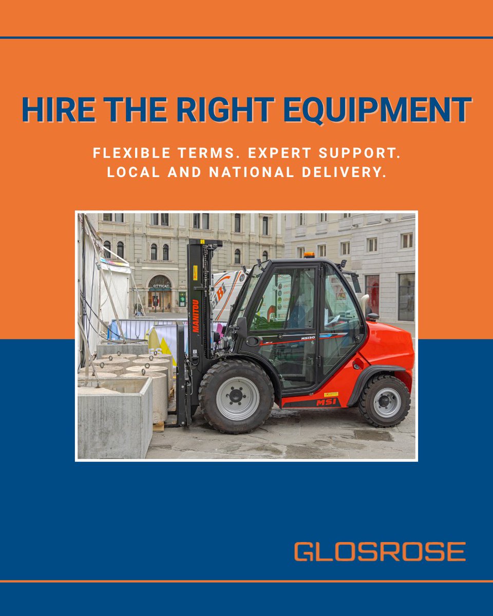 Need reliable equipment for your next job? 

We’ll help you get the right kit – fast.

View hire options: ow.ly/W4Ii50W3rZJ

#Glosrose #HireServices #ConstructionSupport #ForkliftHire #TelehandlerHire #MaterialHandling