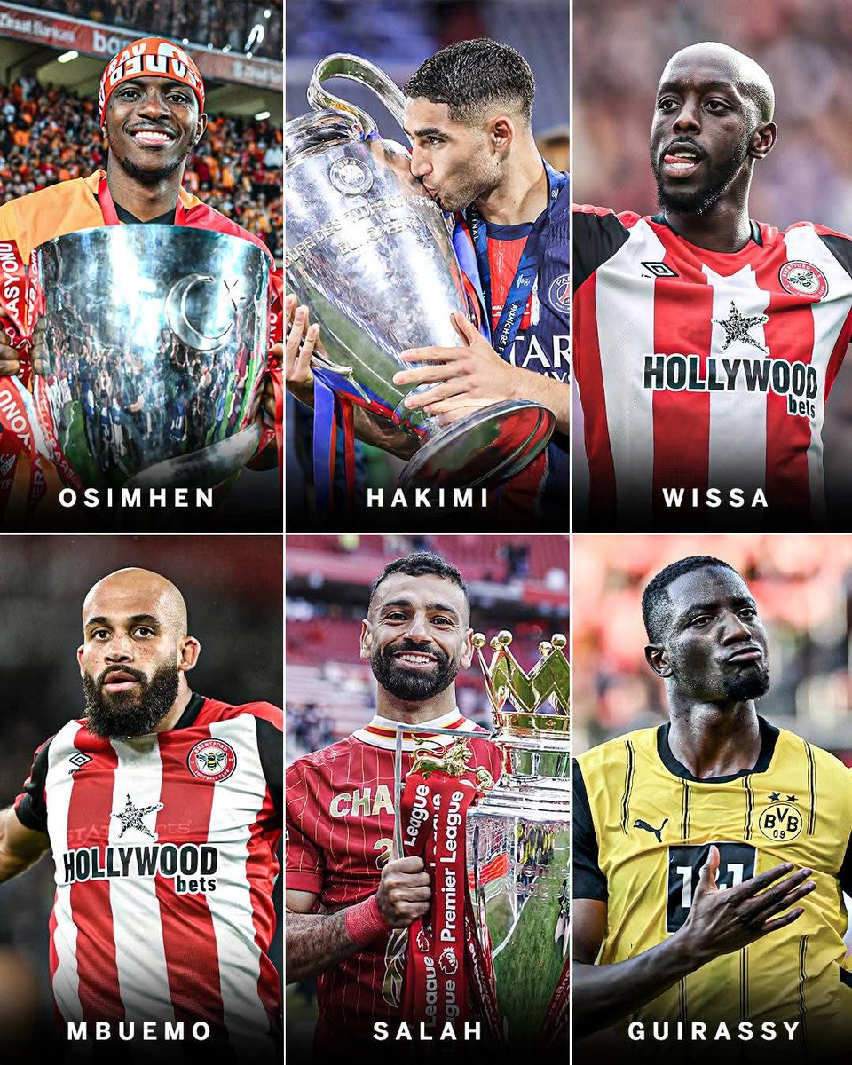 PremierBetCM's tweet photo. 🤔 Qui est le GRAND FAVORI pour le Ballon d'Or Africain 2025 🏆 selon toi ?

🇳🇬 Osimhen
🇲🇦 Hakimi
🇨🇩 Wissa
🇨🇲 Mbeumo 
🇪🇬 Salah
🇬🇳 Guirassy
👀 Un autre joueur ❓

#Ballondor https://t.co/iot62N4ZoQ