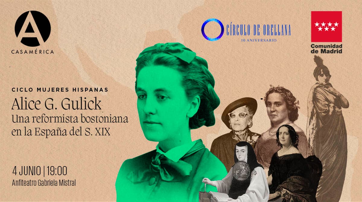 📚 Inscríbete en la conferencia sobre Alice G. Gulick, pionera de la educación femenina en España, dentro de nuestro ciclo de mujeres hispanas.

👥 Con Pilar Piñón y Leticia Espinosa.
🤝 Con <a href="/CirculoOrellana/">CirculodeOrellana</a> y <a href="/ComunidadMadrid/">Comunidad de Madrid</a>.
📅 4 de junio.
⌚ 19 h.
🔗 casamerica.es/historia/alice…