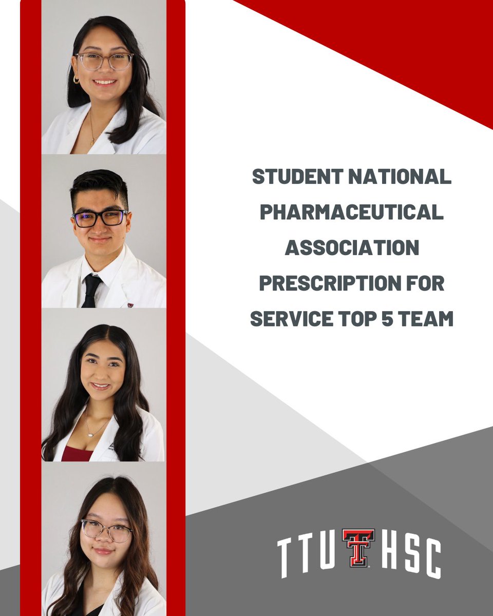 TTUHSC Jerry H. Hodge School of Pharmacy (@ttuhscsop) on Twitter photo The <a href="/TTUHSCSOP/">TTUHSC Jerry H. Hodge School of Pharmacy</a> SNPhA Chapter's Prescription for Service (P4S) team placed in the Top 5 teams in the national competition! The team, which includes P1s Blanca Alvarez, Nathan Charay, Paulina Cruz, and Beverly Yu, were awarded $2,500 to implement their project this summer. The <a href="/TTUHSCSOP/">TTUHSC Jerry H. Hodge School of Pharmacy</a> SNPhA Chapter's Prescription for Service (P4S) team placed in the Top 5 teams in the national competition! The team, which includes P1s Blanca Alvarez, Nathan Charay, Paulina Cruz, and Beverly Yu, were awarded $2,500 to implement their project this summer.