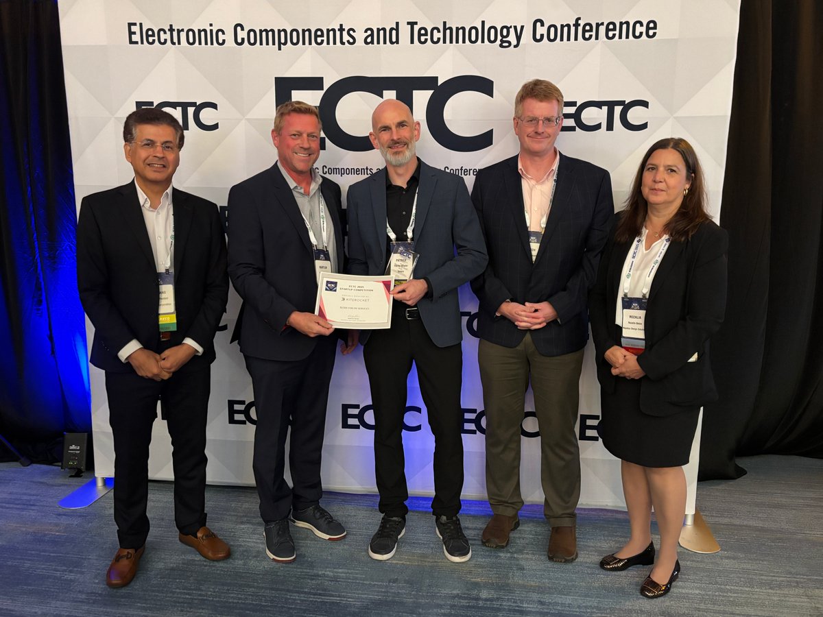 scrona's tweet image. Still buzzing from the excitement last week of winning the Startup Competition at #ECTC! We are proud of our team for building next-generation printing solutions that are ideal for packaging, heterogeneous integration, and co-packaged optics. #micromanufacturing