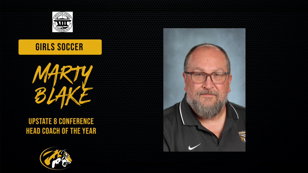 Congratulations to Girls Soccer Head Coach Marty Blake for being named Upstate 8 Conference East Division Coach of the Year for the 2025 Season!  

#RAISEtheBar