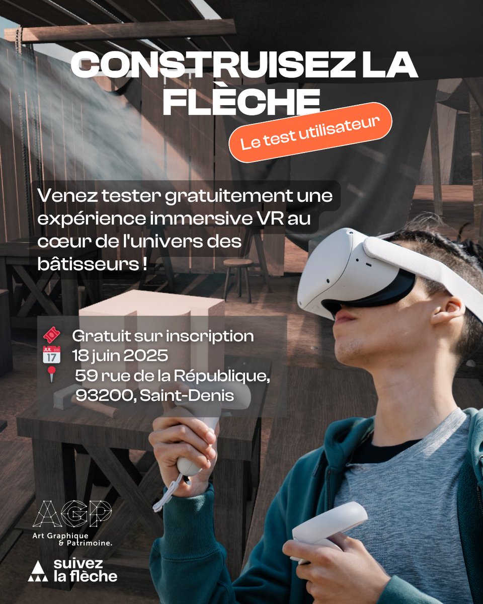 #TestVR : Testez une expérience immersive au cœur du chantier de la flèche !

Venez tester en exclusivité et gratuitement la démo de l’expérience en réalité virtuelle crée par <a href="/ArtGraphPat/">Art Graphique & Patrimoine</a> !
￼
￼Places limitées, alors inscrivez-vous vite !
➡️ forms.monday.com/forms/c22785be…