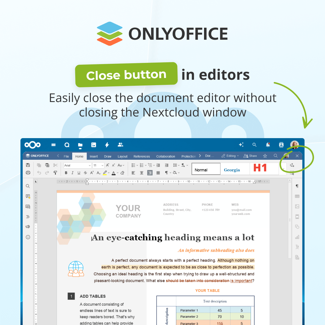 only_office's tweet image. Take control of your shared files with the updated #ONLYOFFICE integration app for #Nextcloud 🆕

☑️ Download restrictions 
☑️ External links for reference
☑️ System and contrast dark themes
☑️ Close button
☑️ And more

All details ➡️ onlyo.co/446Wk5R