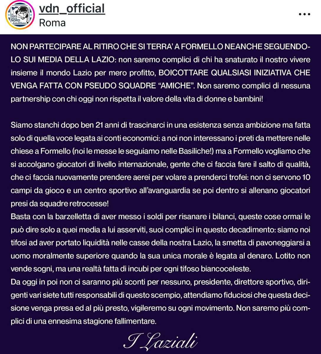 Dalla pagina #LaVoceDellaNord: