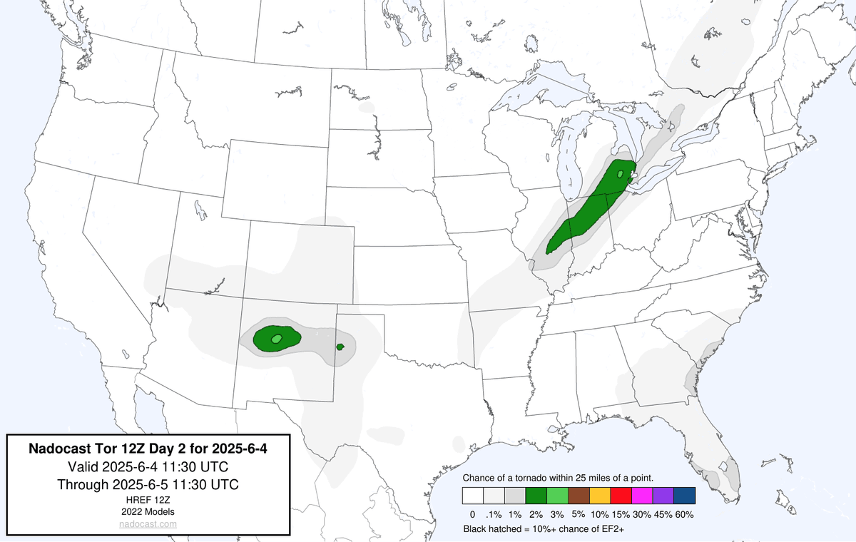 12Z Day 2 Tornado Forecast for 2025-6-4 (New New 2022 Models)