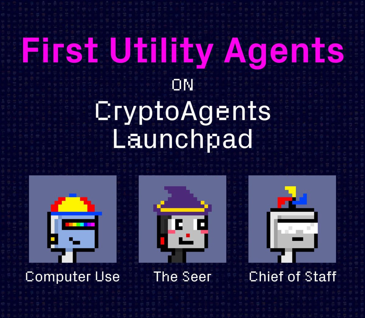CryptoAgents IUO Launchpad is Coming 🚀

* Launchers must be CryptoAgents holders
* CryptoAgents holders get VIP presale access
* Participate with $EAI

Meet the first 3 Utility Agents that will be eligible for the Launchpad 🧵