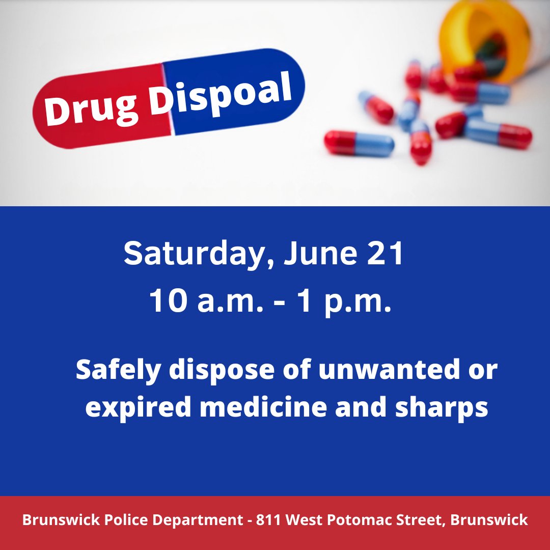 On Saturday, June 21, 2025, the Frederick County Health Department and Brunswick, MD Police Department will work together to offer a medicine disposal event at the Brunswick Police Department building. View the full press release health.frederickcountymd.gov/DocumentCenter…