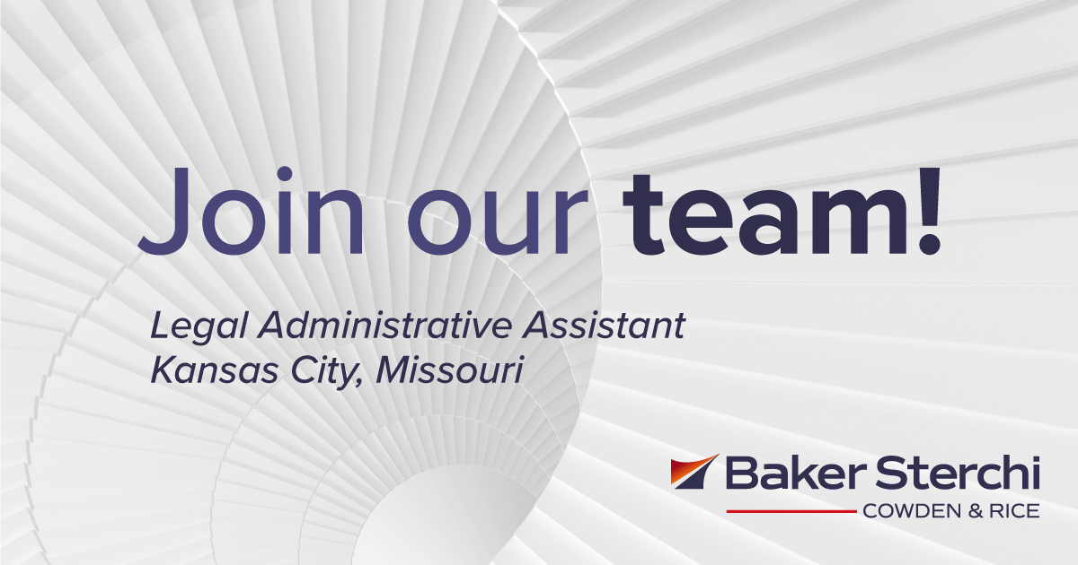 JOIN OUR TEAM! Baker Sterchi has an opportunity in its KC office for a highly motivated and skilled legal administrative assistant. The ideal candidate is professional in demeanor and has at least five years of litigation experience. Learn more: conta.cc/4juCEyg