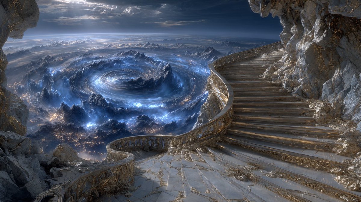 The stars built a staircase, and at the end of it—a galaxy waits.

#CosmicPathways #GalacticStaircase #HeavenlyDesign #SpaceArt