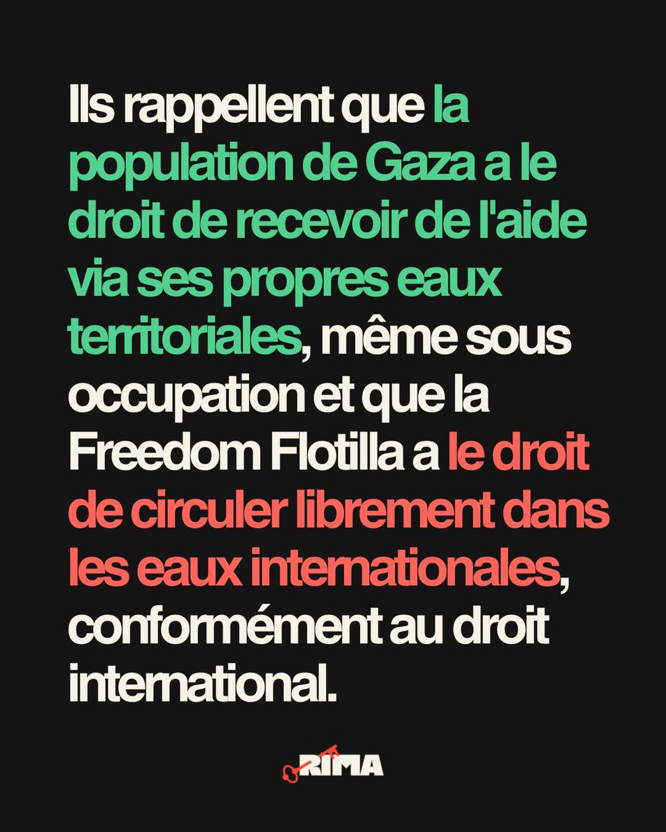 La Freedom Flotilla a le droit de circuler en eaux internationales et dans les eaux territoriales qui appartiennent à la population de Gaza.
