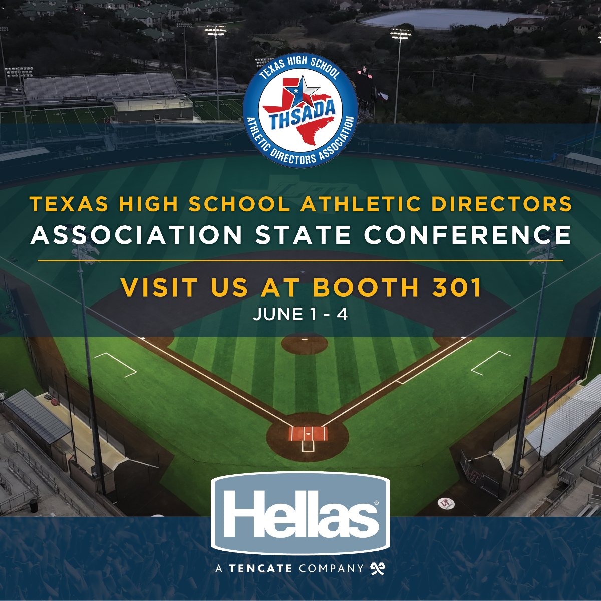 We are in Round Rock, TX for the THSADA State Conference, now through June 4! Stop by Booth 301 and let's talk about how we can help bring your next winning sports facility to life! #THSADA2025 #HellasPride #MatrixHelix #SportsFacilities #TexasSports