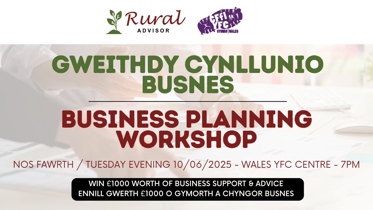 Rural Advisor (@rural_advisor) on Twitter photo ๐ฅOne week to go๐ฅ
Have you got an idea/diversification/opportunity youโd like to explore further? ๐กYou could win ยฃ1000 worth of business support & advice from Rural Advisor! ๐คAttend the Business Planning Workshop at <a href="/WalesYFC/">Wales YFC</a> Centre on Tuesday night 10th June to find moreโบ๏ธ ๐ฅOne week to go๐ฅ
Have you got an idea/diversification/opportunity youโd like to explore further? ๐กYou could win ยฃ1000 worth of business support & advice from Rural Advisor! ๐คAttend the Business Planning Workshop at <a href="/WalesYFC/">Wales YFC</a> Centre on Tuesday night 10th June to find moreโบ๏ธ