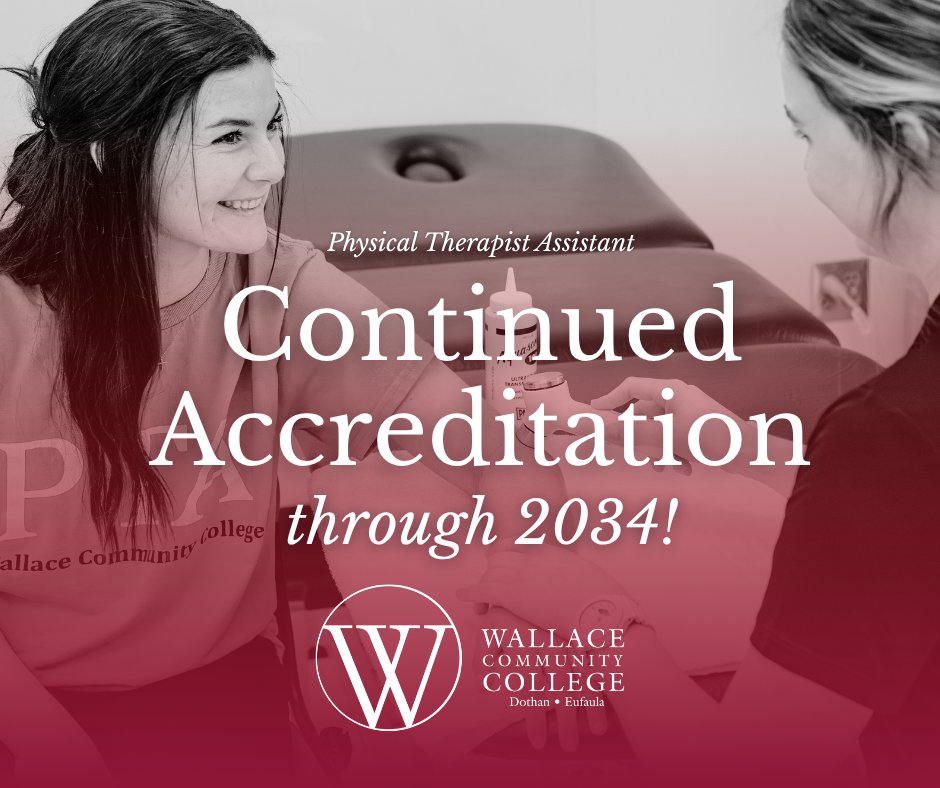 🎉 Our Physical Therapist Assistant program has received continued accreditation through 2034!  This recognition confirms our commitment to excellence in education, student success, and preparing highly qualified PTAs for the workforce.👏