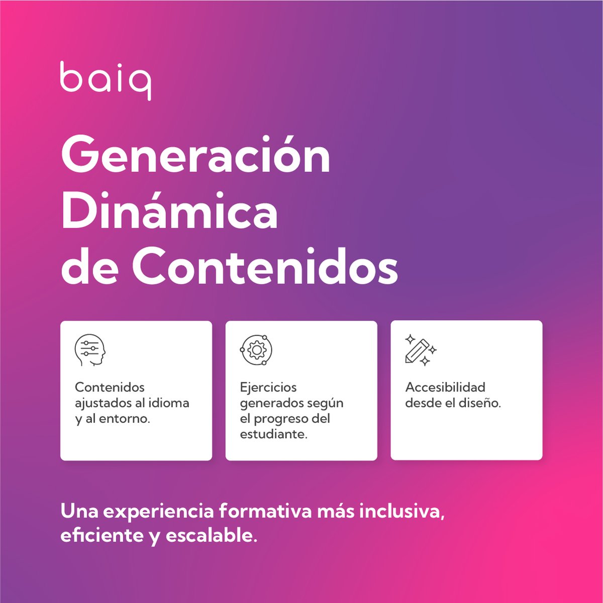 📚 ¿Formaciones iguales para todos? Ya no.

Con #Baiq, la IA de BQ Educación, los contenidos se adaptan al idioma, el entorno y el progreso del alumno.

Una educación más inclusiva, eficiente y escalable.
👉 baiq.eu/es

#InnovaciónEducativa #Accesibilidad