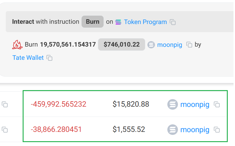 DataC58218's tweet photo. Confirmed: All $MOONPIG tokens sent by @JamesWynnReal have been fully burned by
@Cobratate . However, prior to the burn, he sold tokens worth $17,300 💰💰. https://t.co/KvX1zNSofJ