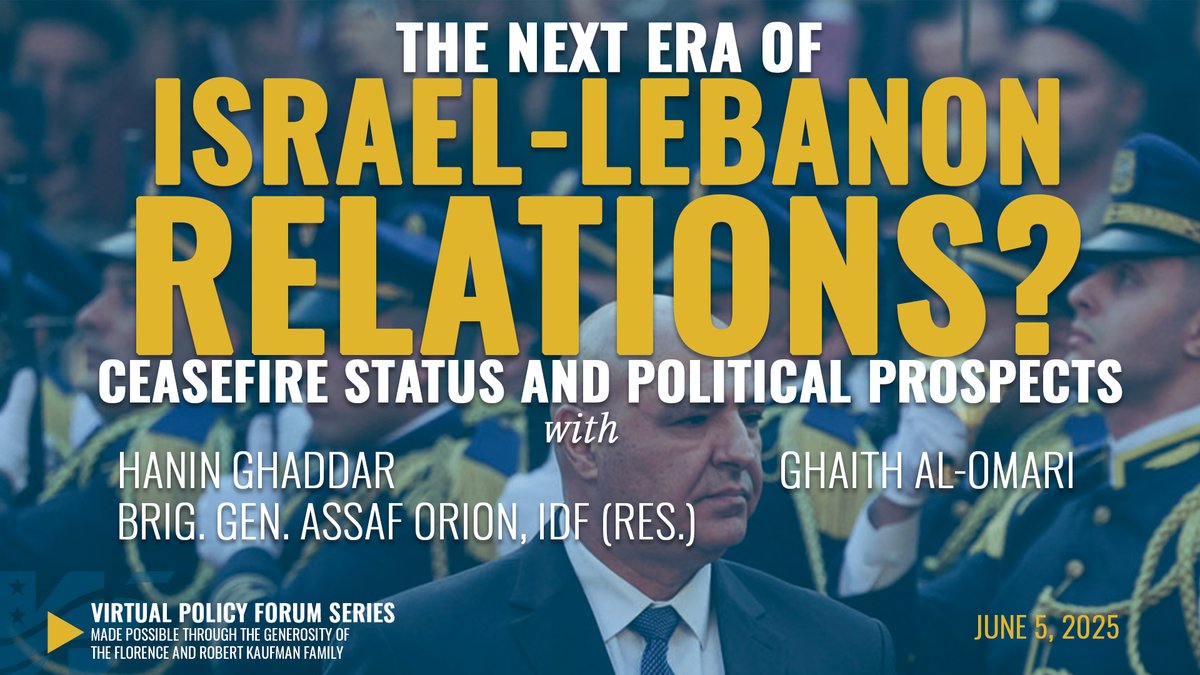 The U.S. has played a key role in maintaining the Israel-Lebanon ceasefire mechanism but must now consider what will propel Beirut and other actors to the next step. Tune in on June 5 at 12:30pm for a timely discussion on the current situation. 

📺Watch: washingtoninstitute.org/policy-analysi…