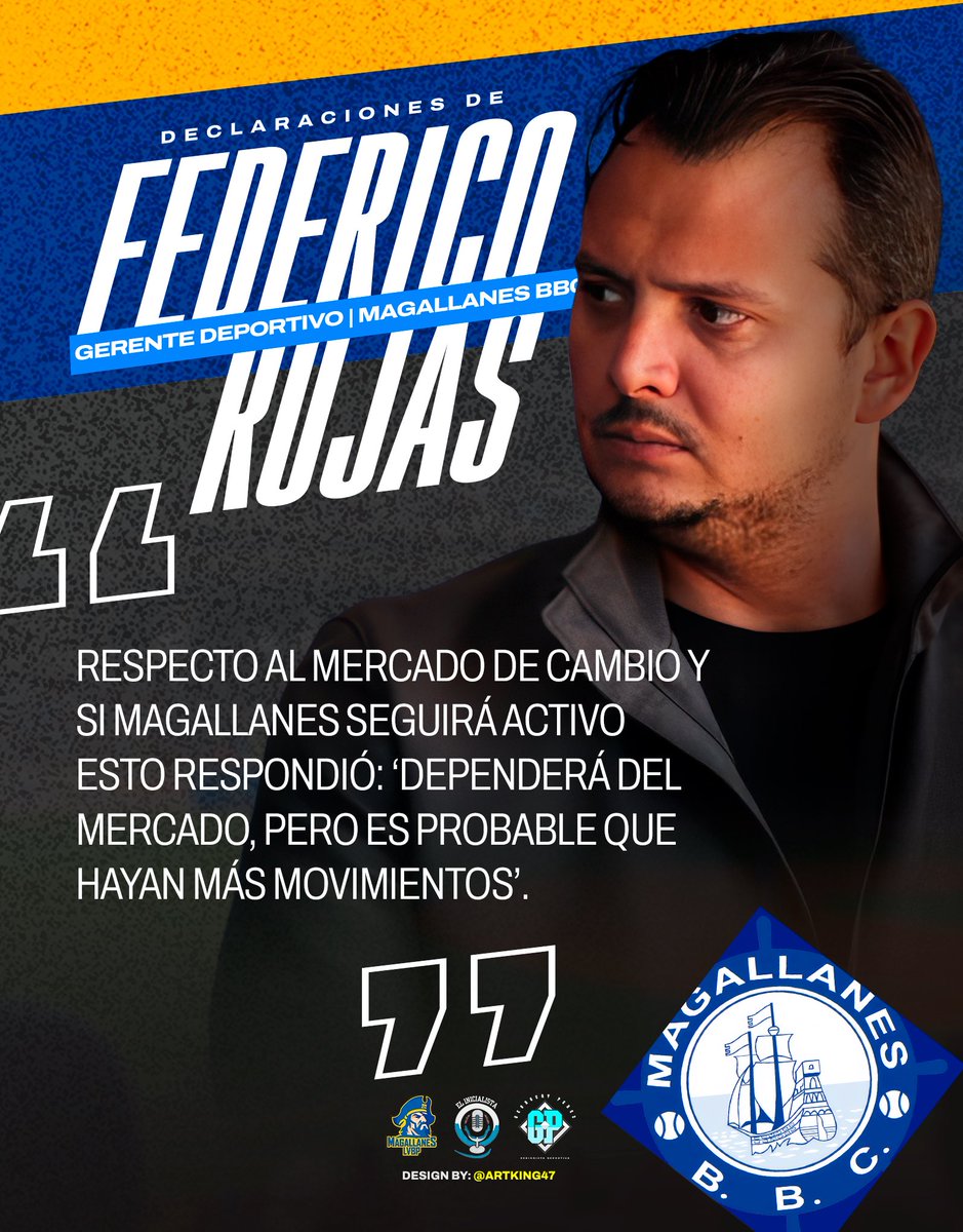 Georgeny Pérez (@georgenyperez) on Twitter photo Declaraciones de Federico Rojas, Gerente Deportivo de los Navegantes del #Magallanes, respecto al cambio realizado con los #Tigres de Aragua.
‘Entregar a Deolis es entregar una pieza de mucha entrega’
‘Es probable que hayan más movimientos’.
🖼️ <a href="/ARTK2047/">ArtKing47 ⚓</a>
#Magallanes #LVBP Declaraciones de Federico Rojas, Gerente Deportivo de los Navegantes del #Magallanes, respecto al cambio realizado con los #Tigres de Aragua.
‘Entregar a Deolis es entregar una pieza de mucha entrega’
‘Es probable que hayan más movimientos’.
🖼️ <a href="/ARTK2047/">ArtKing47 ⚓</a>
#Magallanes #LVBP
