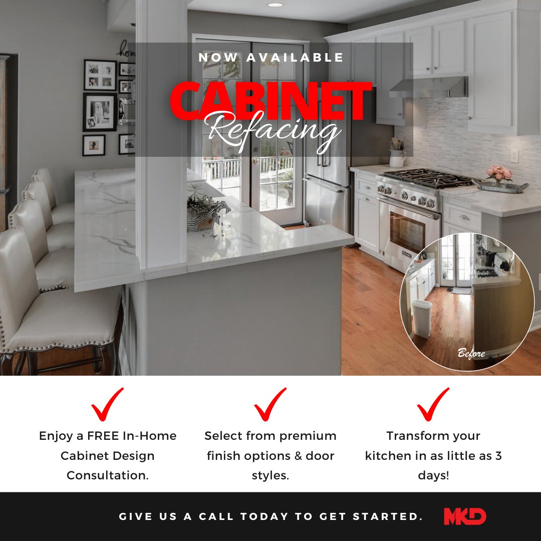 Fall in love with your kitchen again 💫
In just 3 days, our cabinet refacing process transforms your space—no full remodel needed.

✨ You deserve a kitchen that feels like you.
Start here: bit.ly/3xN9Ex7

#cabinetrefacing #mkdkitchenandbath #kitchenmakeover