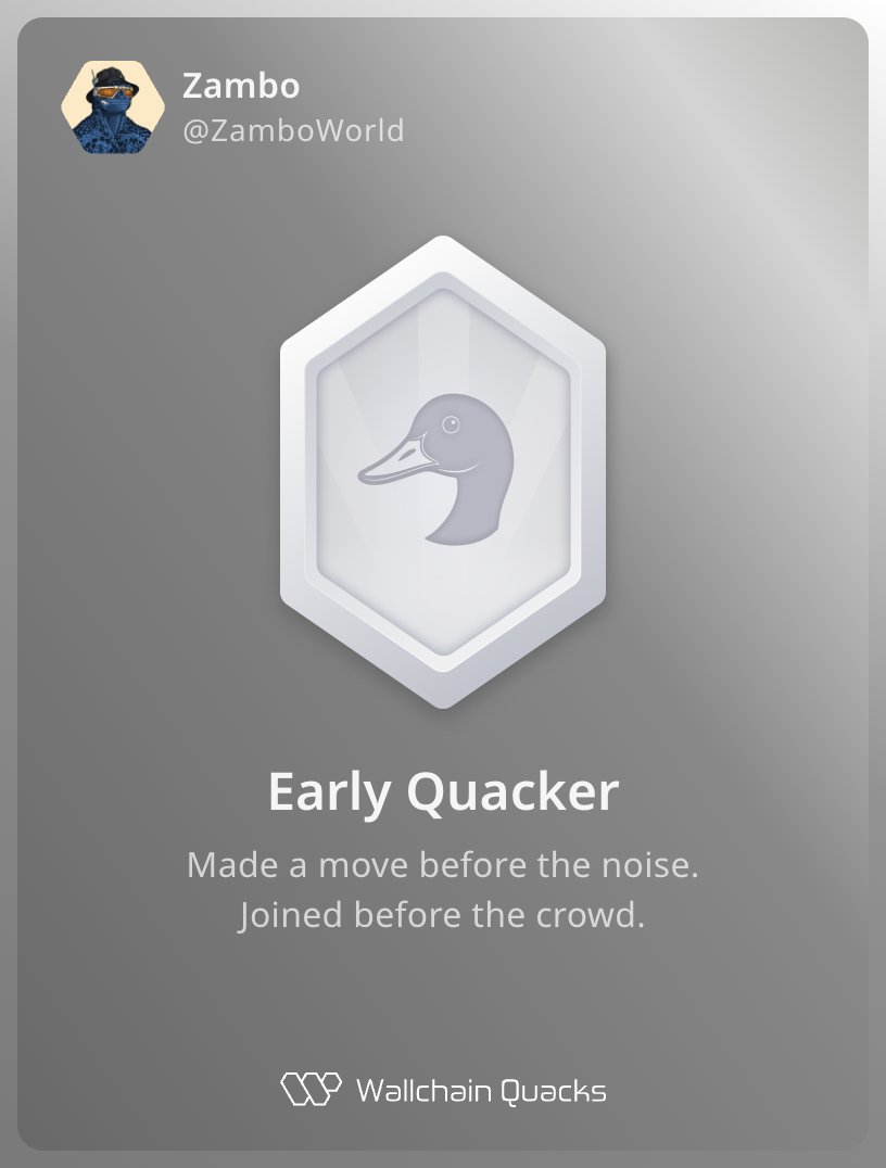 Zambo (@zamboworld) on Twitter photo Thanks to <a href="/rahul19_rahul/">👑ROYAL KINGDOM 👑</a> i'm now an Early Quacker too <a href="/wallchain_xyz/">Wallchain Quacks</a> about to see zambo bull post
Life is good keep chasing the opportunities Thanks to <a href="/rahul19_rahul/">👑ROYAL KINGDOM 👑</a> i'm now an Early Quacker too <a href="/wallchain_xyz/">Wallchain Quacks</a> about to see zambo bull post
Life is good keep chasing the opportunities