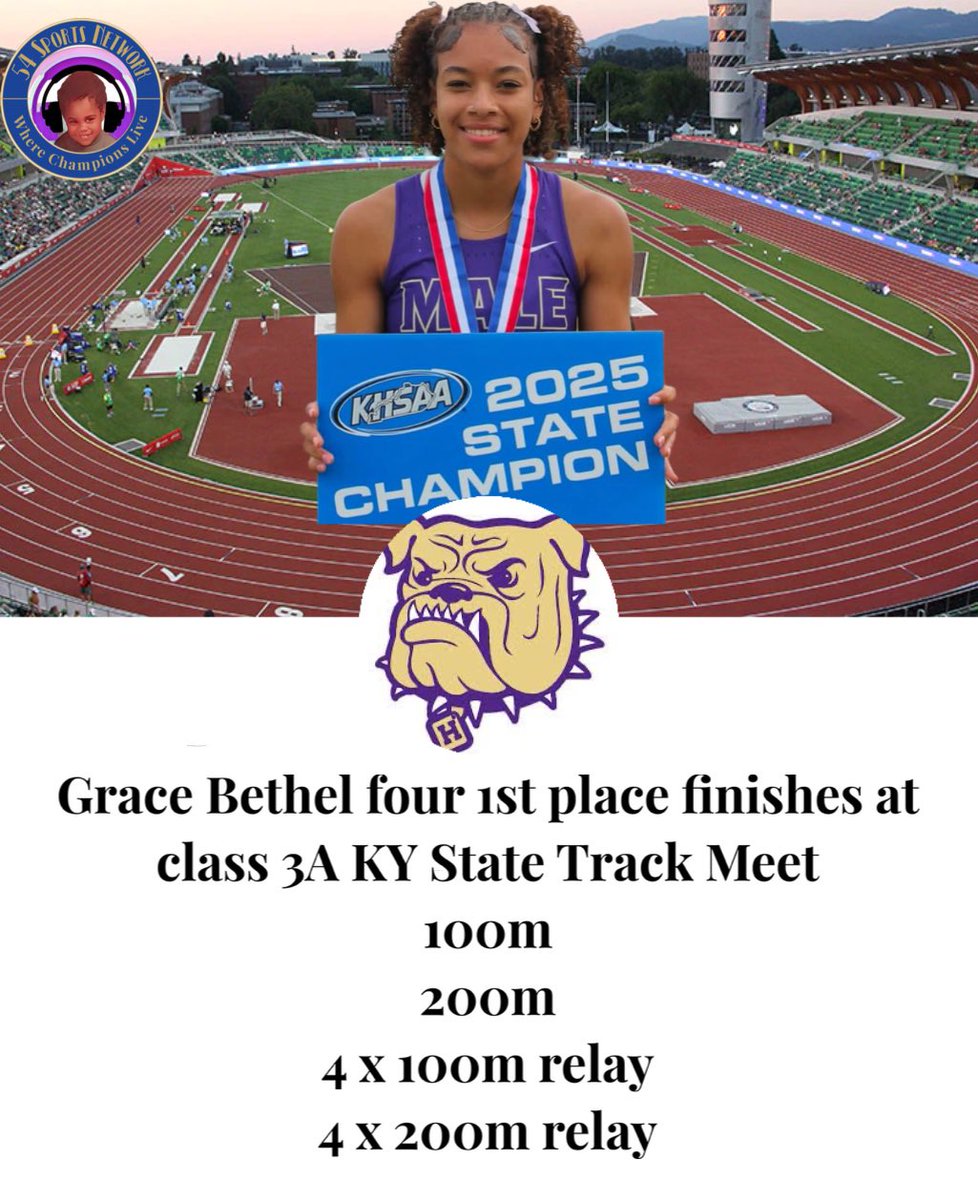 54 Sports Network๐ (@54sportsnetwork) on Twitter photo Big Time Performance at KY State Track Meet!! Male Highโs <a href="/GraceBethel_/">Grace Bethel</a> dominated with wins in 100m, 200m, 4x100 and 4x200! Just call her State Champ! Congratulations Grace! <a href="/MaleBulldogs/">MALE HS Athletics</a>
#4TheH #highschooltrackandfield Big Time Performance at KY State Track Meet!! Male Highโs <a href="/GraceBethel_/">Grace Bethel</a> dominated with wins in 100m, 200m, 4x100 and 4x200! Just call her State Champ! Congratulations Grace! <a href="/MaleBulldogs/">MALE HS Athletics</a>
#4TheH #highschooltrackandfield