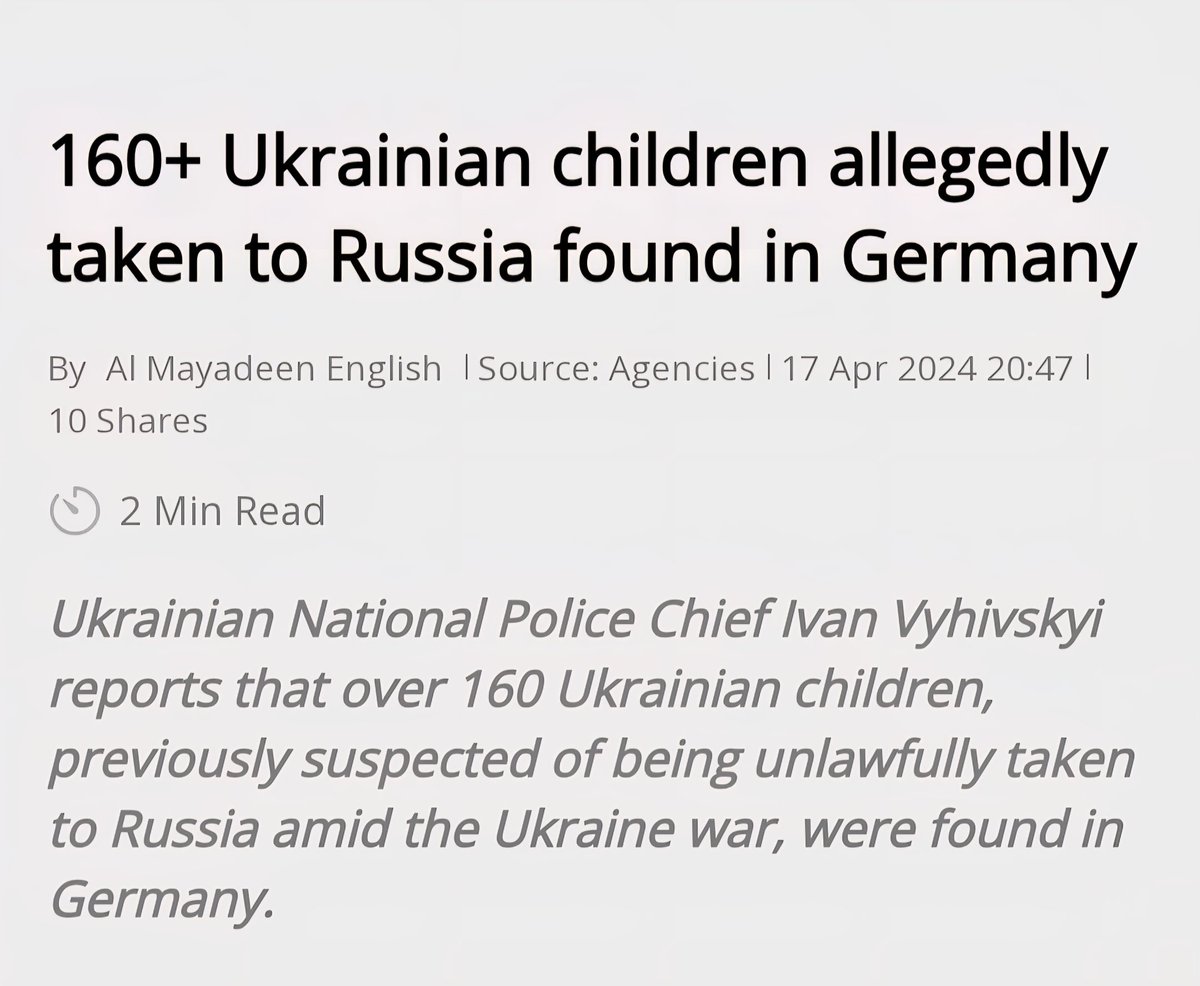 Ukraine has asked Russia to send 339 children (Russia evacuated to safety from the War Zone)  back to the Dictatorship. 

Ukriane had originally said "19,000 children were abducted" 

Western client media played along, but all silent now @bbc? @cnn?

We all know why, dont we?