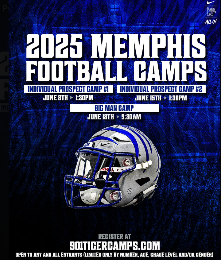 William Umsted (@williamumsted21) on Twitter photo Excited to compete at the Memphis Individual Prospect camp on June 8th! #GoTigersGo
<a href="/MemphisFB/">Memphis Football</a> <a href="/RSilverfield/">Ryan Silverfield</a> <a href="/CoachBradSalem/">Brad Salem</a> <a href="/CoachCrawfordFB/">Ron Crawford</a>
<a href="/Coach__Myers/">Jeff Myers</a> <a href="/WaveHighlights/">Christian Brothers Football Highlights</a> <a href="/CSmithScout/">Chris Smith</a> <a href="/tcramsey19/">Tim Cramsey</a> <a href="/CBHS_Football/">CBHS Football</a> <a href="/ThomasMcDaniel4/">Thomas McDaniel</a> Excited to compete at the Memphis Individual Prospect camp on June 8th! #GoTigersGo
<a href="/MemphisFB/">Memphis Football</a> <a href="/RSilverfield/">Ryan Silverfield</a> <a href="/CoachBradSalem/">Brad Salem</a> <a href="/CoachCrawfordFB/">Ron Crawford</a>
<a href="/Coach__Myers/">Jeff Myers</a> <a href="/WaveHighlights/">Christian Brothers Football Highlights</a> <a href="/CSmithScout/">Chris Smith</a> <a href="/tcramsey19/">Tim Cramsey</a> <a href="/CBHS_Football/">CBHS Football</a> <a href="/ThomasMcDaniel4/">Thomas McDaniel</a>