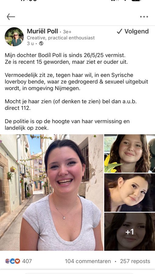 Meisje 15 vermist, omgeving Nijmegen.. #HELP