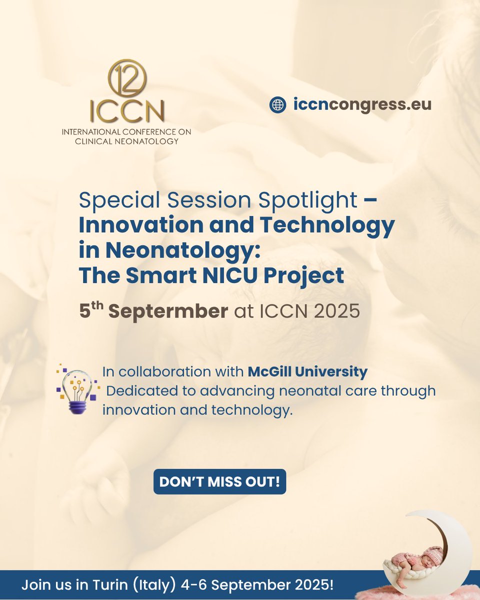 ICCN_Congress's tweet image. Join us for a special session at #ICCN2025, developed in collaboration with McGill University , dedicated to advancing #neonatal care through innovation and technology.
Register to the congress 👉: bit.ly/ICCN-REGISTRAT…
#neotwitter #neonatology @NeonatologiaMex