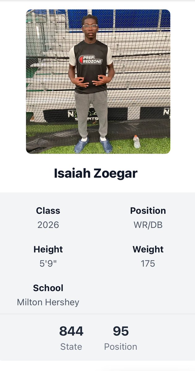 Blessed to be ranked 95th at the receiver position by <a href="/PrepRedzonePA/">Prep Redzone Pennsylvania</a>. Definitely getting that ranking down!
<a href="/PRZVicCastillo/">VicCastilloPRZ</a> <a href="/CoachTello_NCSA/">Coach Tello</a> <a href="/MHSATHLETICS4/">MHS Spartan Athletics</a> <a href="/Pa_Preps/">High School Sports on PennLive</a> <a href="/tdhald/">Todd Haldis</a> <a href="/CoachSalsCalU/">Chad Salisbury</a> <a href="/CoachIaquinta/">JJ Iaquinta</a> @PAPrepsRivals