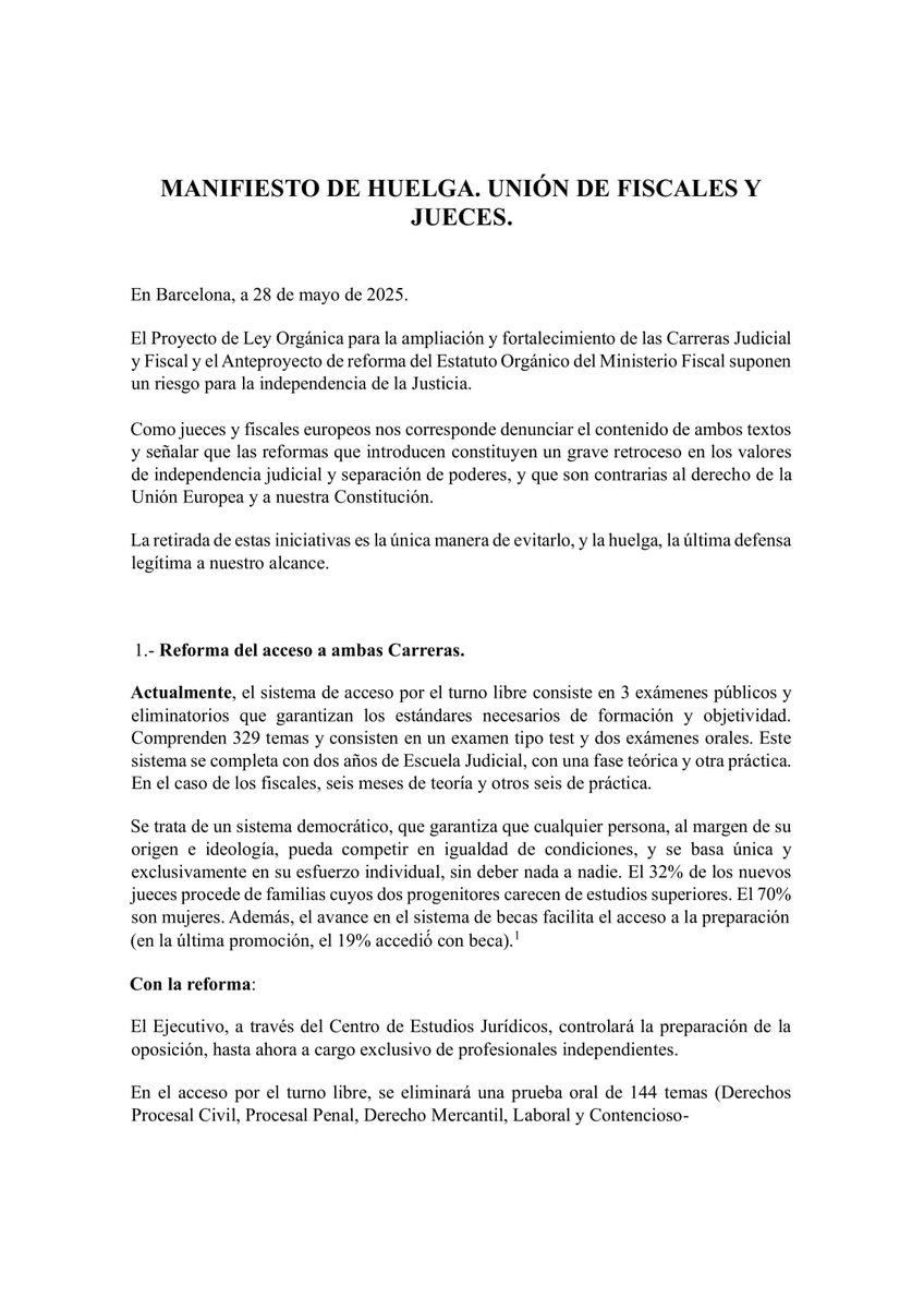 HUELGA. Unión de Fiscales y Jueces.
Texto íntegro de nuestro Manifiesto y autores en el hilo.
Si crees que ha llegado el momento de una huelga  ¡compártelo, por favor!