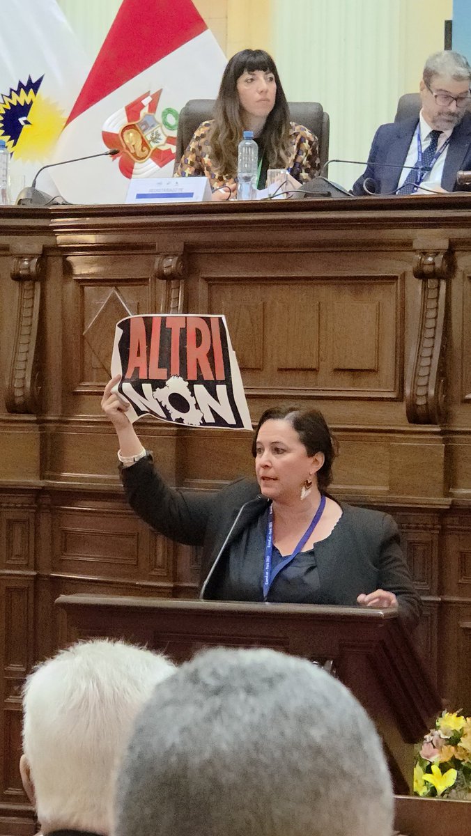 anamirandapaz's tweet photo. Acabo de defender na asamblea birrexional #Eurolat que se celebra en Perú, a enmenda contra proxectos extractivistas como o da macrocelulosa de Altri. Non ao espolio dos nosos recursos, nin en Galiza nin en América Latina. #AltriNon https://t.co/FgEh9NlWhX