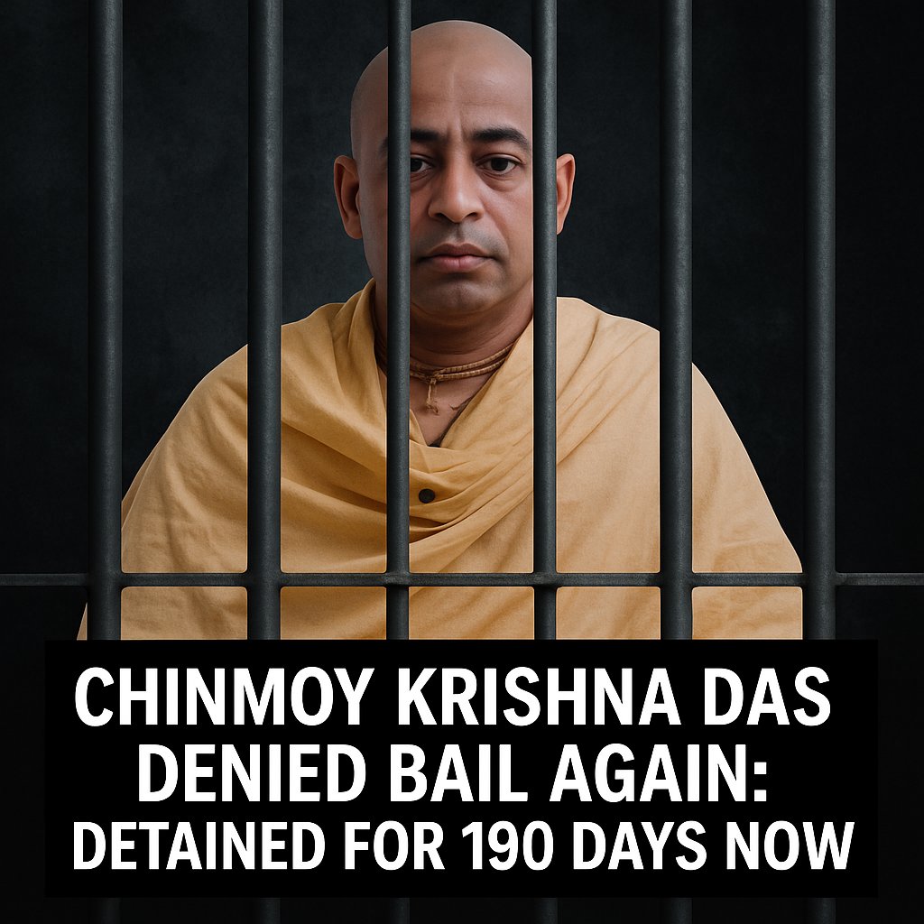 #Minority Rights Advocate and #Hindu monk Chinmoy K. Das Denied Bail Again: 

Incarcerated Now for 190 Days.

Chinmoy Krishna Das, a Hindu monk and a vocal activist for rights of religious #minorities, has once again been denied bail in the five trumped criminal charges against