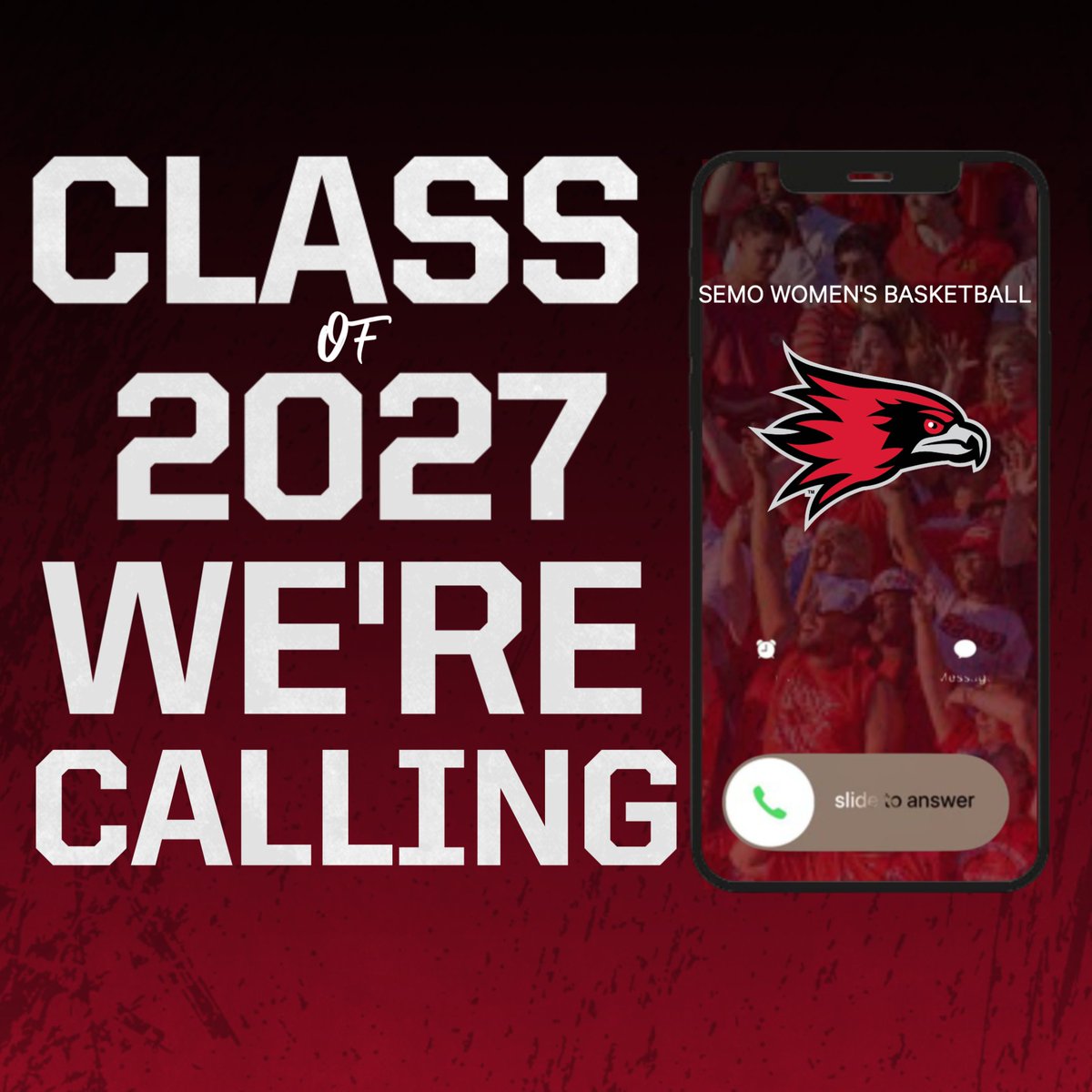 SEMO Women’s Basketball (@officialsemowbb) on Twitter photo CLASS OF 2027 👀 ⚔️ 
The staff is calling YOU 📞 the Redhawks are looking for the next group to join the squad 😎 🏀 
#FeelinRowdy x #SwordsUp CLASS OF 2027 👀 ⚔️ 
The staff is calling YOU 📞 the Redhawks are looking for the next group to join the squad 😎 🏀 
#FeelinRowdy x #SwordsUp
