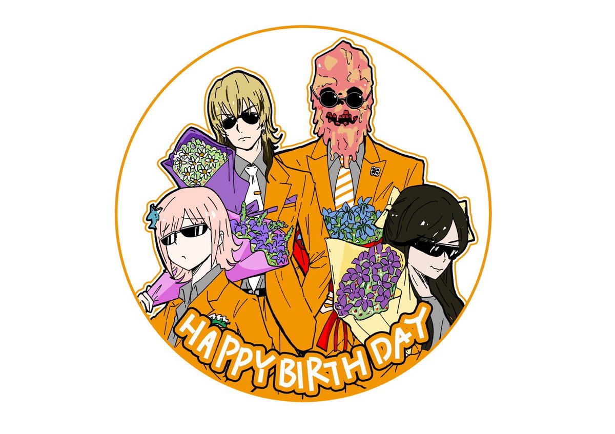 不思議BOYSのチンタクさん、サメマン、ユウ先生、ゾンビ君の合同生誕祭のフラスタのイラスト描かせてもらいました！サメマン推しとして凄く楽しく描けました^_^生誕だから赤ちゃん仕様の4人にしましたw
＃不思議BOYS