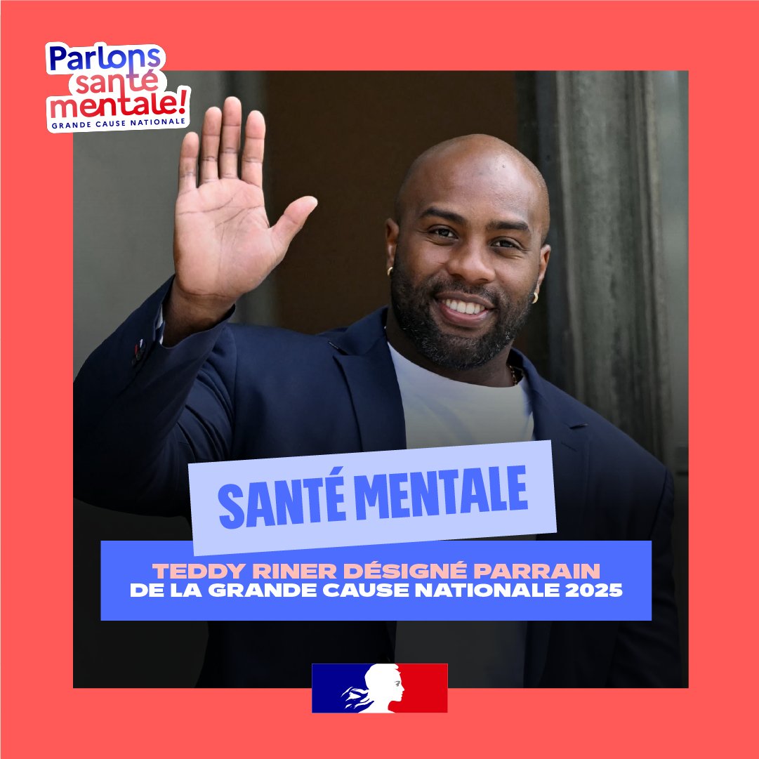 Gouvernement (@gouvernementfr) on Twitter photo Une légende pour parler #santémentale ! 😮
Triple champion olympique et onze fois champion du monde de judo, <a href="/teddyriner/">Teddy Riner</a> s’engage aux côtés du Gouvernement dans le cadre de la Grande cause nationale 2025 « Parlons santé mentale ». 👏 Une légende pour parler #santémentale ! 😮
Triple champion olympique et onze fois champion du monde de judo, <a href="/teddyriner/">Teddy Riner</a> s’engage aux côtés du Gouvernement dans le cadre de la Grande cause nationale 2025 « Parlons santé mentale ». 👏