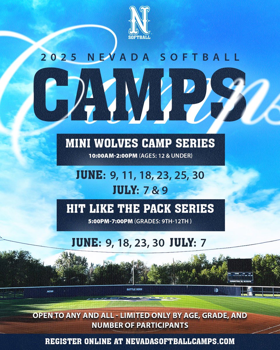 Victoria Hayward, OLY (@victoriahayward) on Twitter photo <a href="/Nevada_Softball/">Nevada Softball</a> Camps are filling up!
Mini Wolves and Elite Hitting Sessions are open and the best chance to have fun and get better with the Packsters!!! 🐺 <a href="/Nevada_Softball/">Nevada Softball</a> Camps are filling up!
Mini Wolves and Elite Hitting Sessions are open and the best chance to have fun and get better with the Packsters!!! 🐺