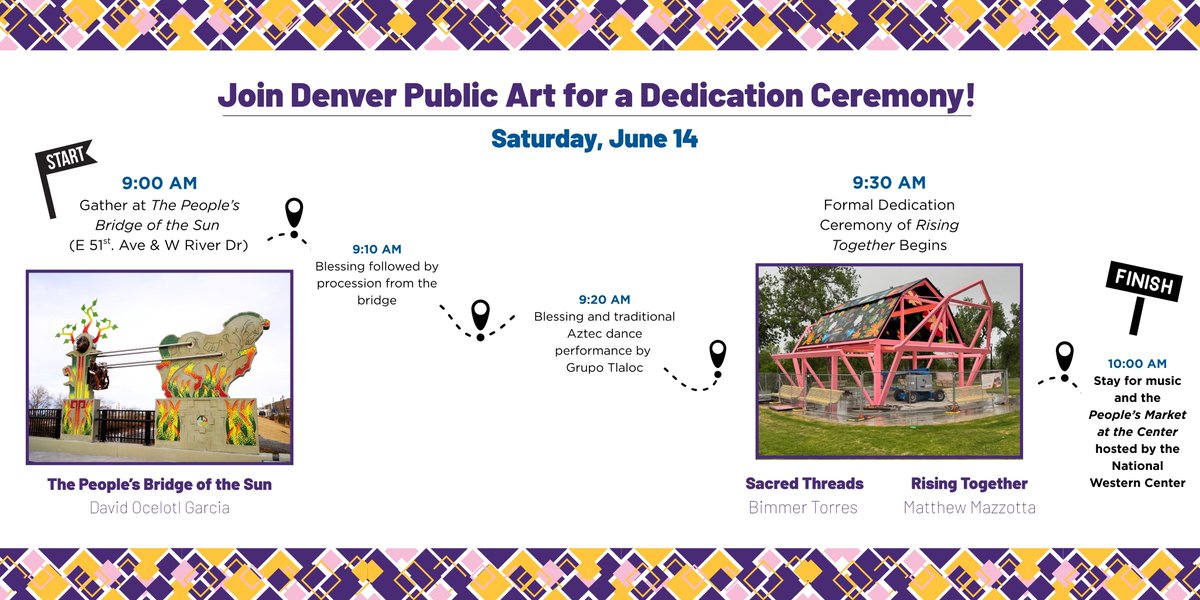 YOU'RE INVITED: Join Denver Public Art on Sat, 6/14 for a special dedication ceremony of three new pieces of public art. Free and open to all: dedication-0614.eventbrite.com 

Stick around after for the People's Market at the Center from our friends at <a href="/DiscoverTheWest/">National Western Center</a>.
