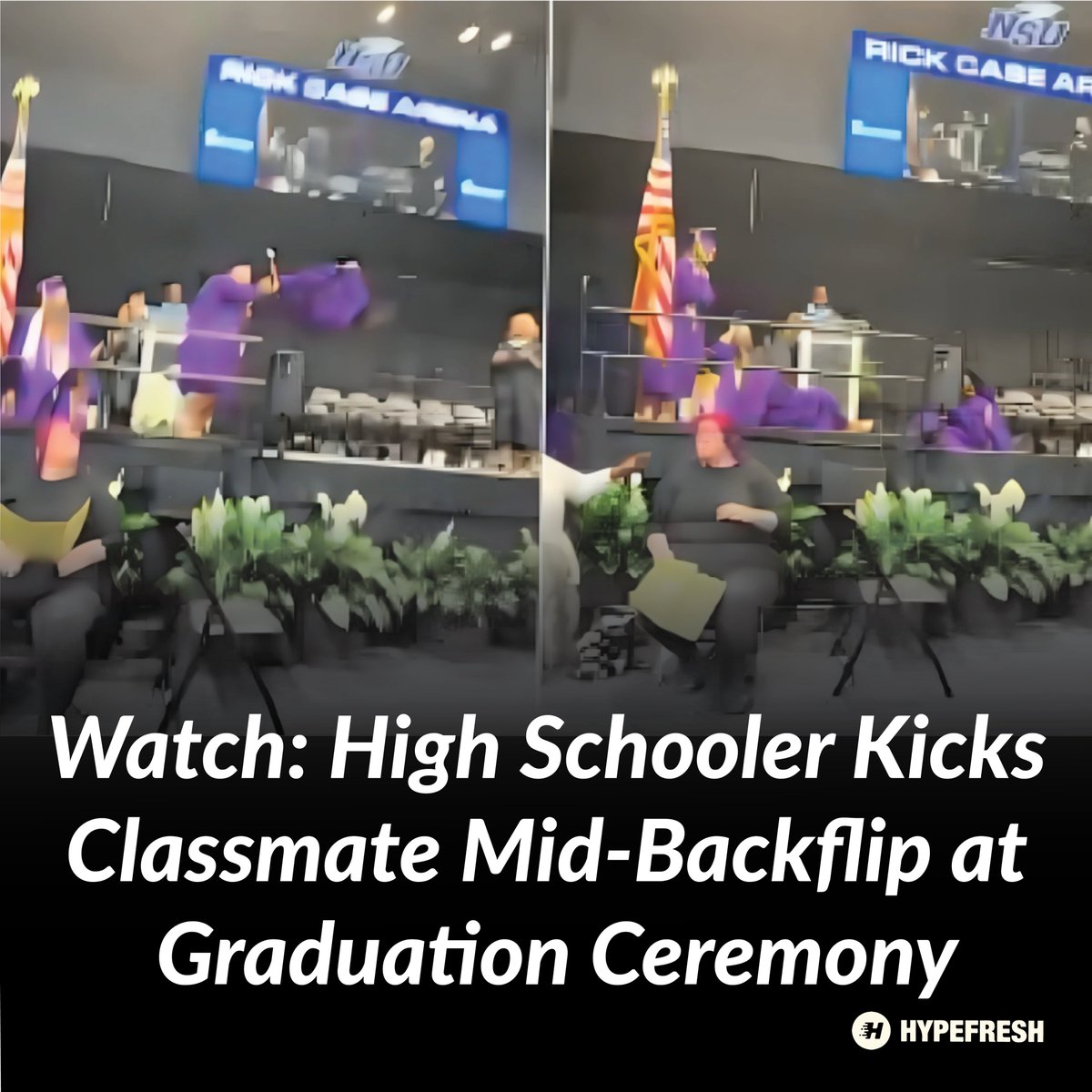 HypefreshC's tweet image. Shocking Moment: High Schooler Kicks Classmate During Backflip at Graduation—Watch the Viral Clip! 🎓

 #GraduationFail #ViralMoment #HighSchoolDrama #EpicFail #WatchNow

🔗 Click for the full info- hypefresh.com/watch-high-sch…