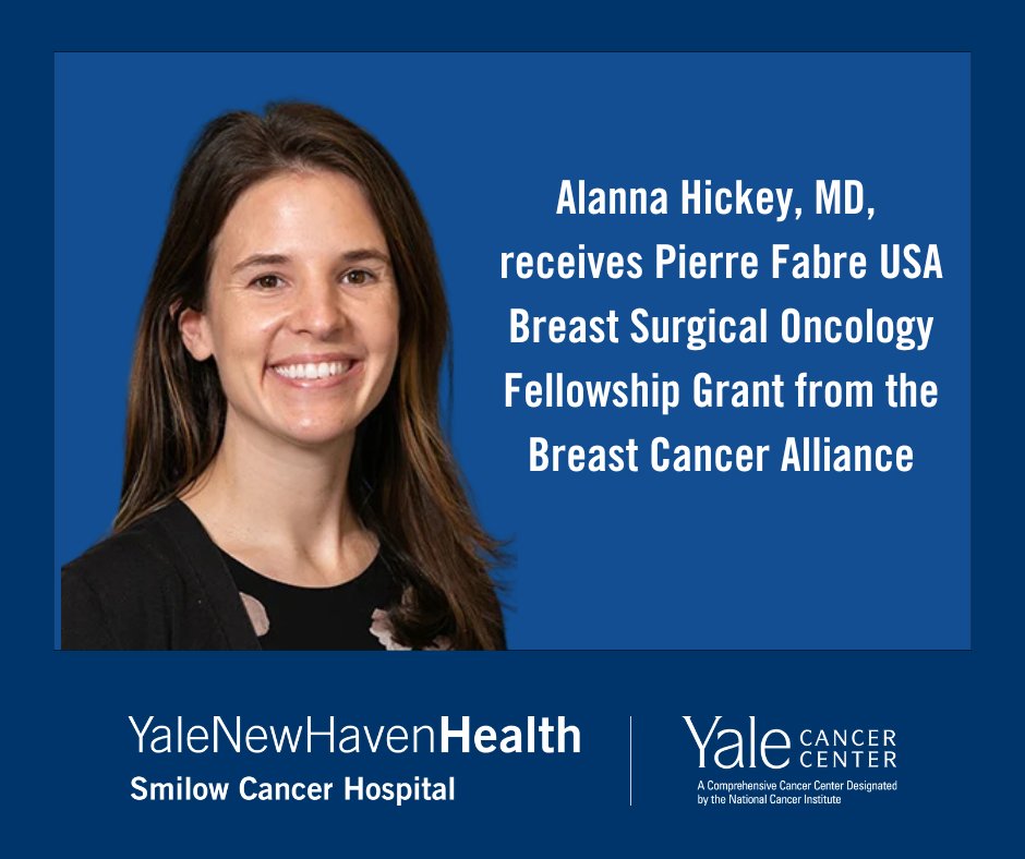 Yale Cancer Center (@yalecancer) on Twitter photo Congratulations to <a href="/YaleBreast/">YaleBreastCancer</a> <a href="/YaleSurgery/">Yale Surgery</a> Fellow, Alanna Hickey, MD, who has been awarded Pierre Fabre USA Breast Surgical Oncology Fellowship Grant from <a href="/BCAllianceCT/">Breast Cancer Alliance</a>.
<a href="/SmilowCancer/">Smilow Cancer Hospital</a> <a href="/YaleMed/">Yale School of Medicine</a> <a href="/YNHH/">Yale New Haven Hosp</a> Congratulations to <a href="/YaleBreast/">YaleBreastCancer</a> <a href="/YaleSurgery/">Yale Surgery</a> Fellow, Alanna Hickey, MD, who has been awarded Pierre Fabre USA Breast Surgical Oncology Fellowship Grant from <a href="/BCAllianceCT/">Breast Cancer Alliance</a>.
<a href="/SmilowCancer/">Smilow Cancer Hospital</a> <a href="/YaleMed/">Yale School of Medicine</a> <a href="/YNHH/">Yale New Haven Hosp</a>